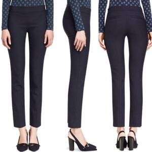 Tory Burch Navy Vania Wool Side Zip Slim Dress Pants Office Quiet Luxury Classic